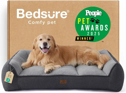 Vista 34 de Bedsure Cama ortopédica para perros de tamaño mediano, camas extra gruesas de apoyo para perros medianos con funda impermeable lavable, cómodo sofá