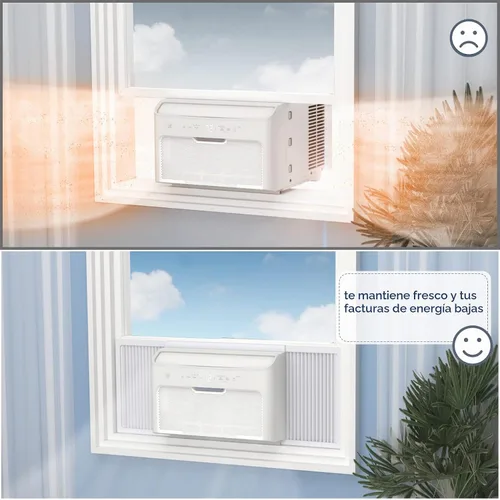 Vista 5 de Flamorrow Paneles laterales de aire acondicionado de ventana con marco, se adapta a aires acondicionados de ventana de 10,000 BTU, kit de relleno