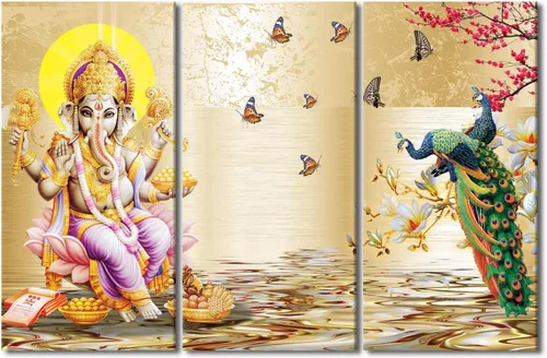 Vista 42 de TUMOVO Arte de pared de Dios hindú para sala de estar, lienzo de Ganesha, arte de pared de escultura de elefante, cuadros modernos, arte