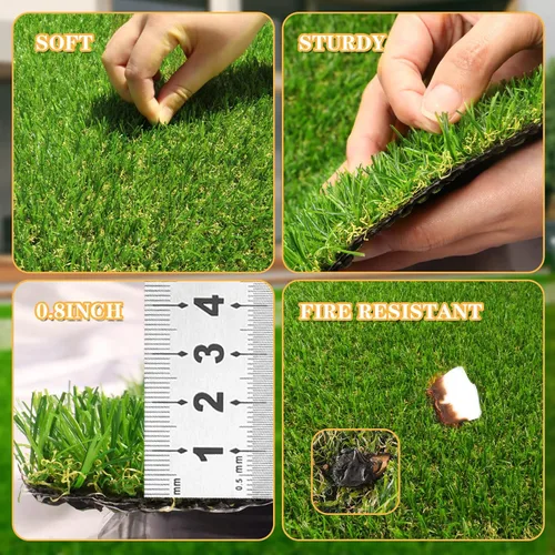 Vista 2 de FREADEM Alfombra de césped artificial de 3 x 3 pies, tapete de césped artificial realista con drenaje, césped para interiores y exteriores
