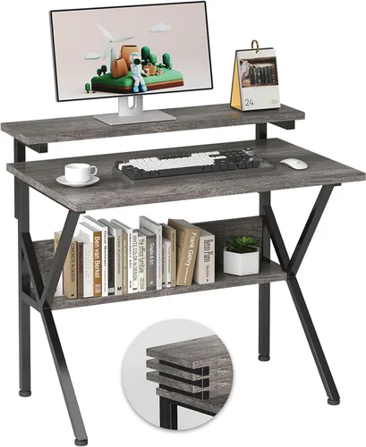 Vista 10 de COTUBLR Escritorio Pequeño, Escritorio de Computadora Pequeño de 27.5 Pulgadas para Espacios Pequeños, Escritorio de Computadora con Soporte
