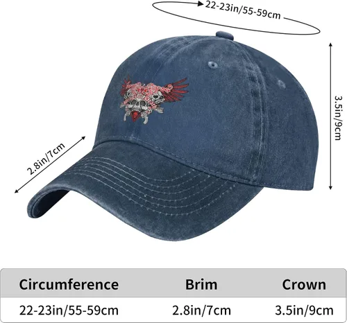 Vista 8 de Cowboy Hat Trendy Hats for Man and Women Djustable Four Season Outdoor Baseball Cap of Hell Skull with Angel Navy Blue