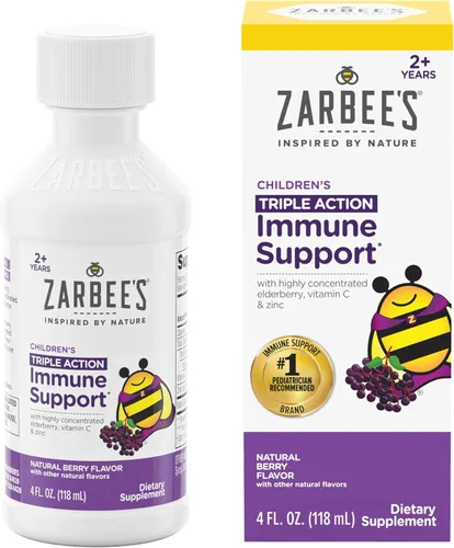 Vista 8 de Zarbee's Jarabe de saúco para niños, apoyo inmunológico diario con vitamina C y zinc, suplemento líquido para niños, sabor a bayas naturales, 4