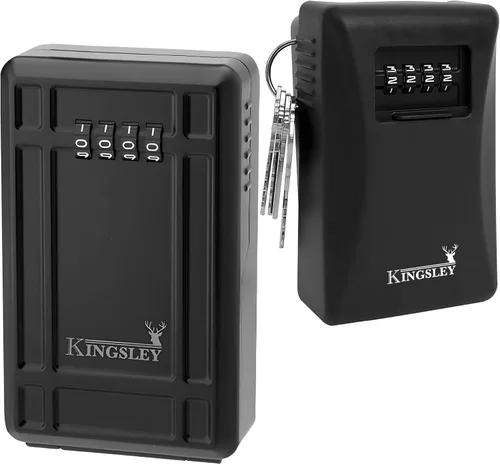 Vista 10 de Kingsley QCH-807 Caja de almacenamiento de llaves, montada en la pared Resettable Code, Water Resistant, Realtor Key Lock Box, For AirBnB, Spare