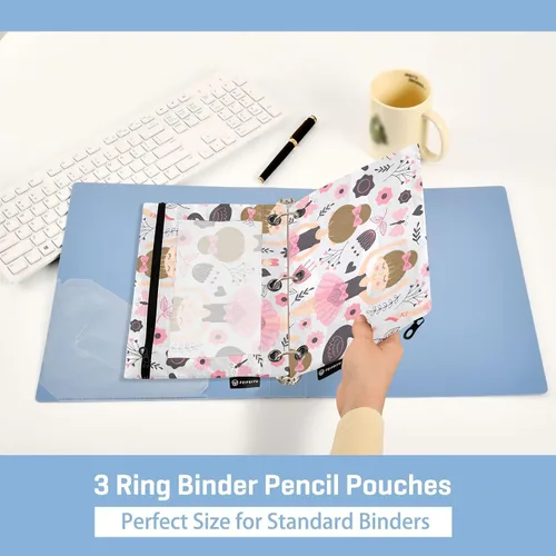 Vista 5 de Linda bolsa de lápices de bailarina para carpeta de 3 anillos, 2 bolsas para lápices con cremallera, estuche transparente con cremallera para Ballet