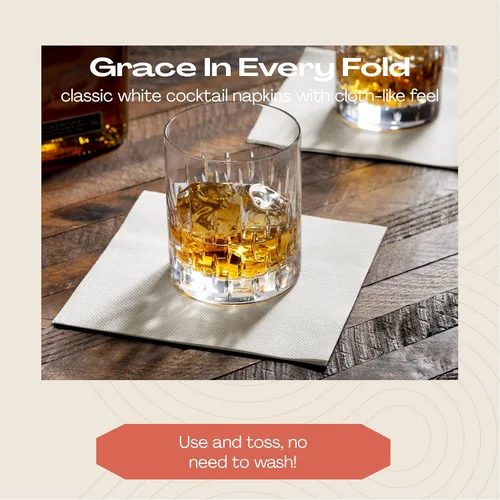 Vista 2 de 200 servilletas de papel desechables para postres y bebidas, hechas en Estados Unidos, suaves y absorbentes, para bares, restaurantes, cafeterías
