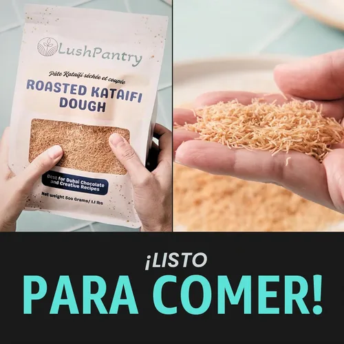 Vista 4 de Lushpantry Masa kataifi asada, (500 g-17.6 oz) picada para chocolate Dubai, Kunafa y Baklava, masa de fillo rallada Kataifi