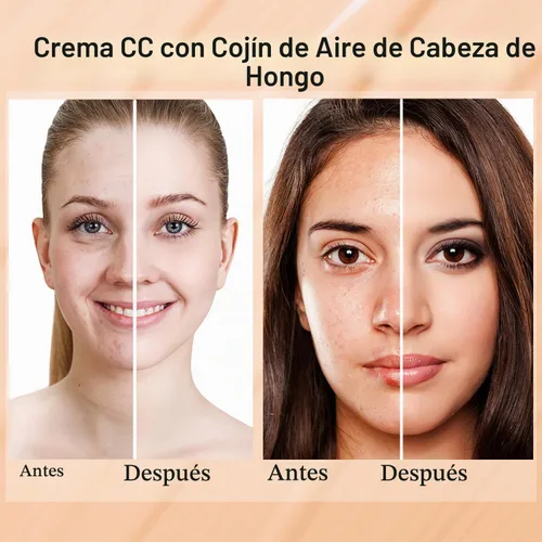 Vista 5 de Mushroom Head Air Cushion CC Cream Nature Foundation, crema BB hidratante, corrector mate de larga duración, base de maquillaje brillante