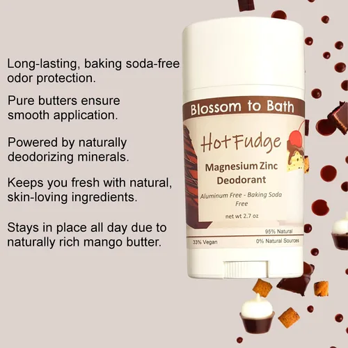 Vista 3 de Hot Fudge - Desodorante de magnesio y zinc (2.7 onzas), fragancia sin ftalatos, dura todo el día con un aroma de agua bucal