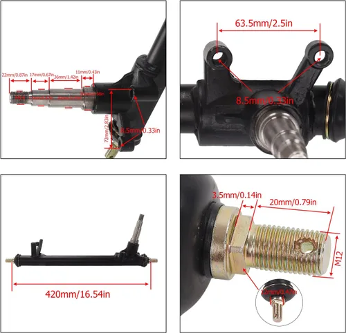 Vista 6 de UTV, puntal de dirección para nudillos, 1 par de accesorios para bicicleta cuádruple, resistente, 16.535 in para kart