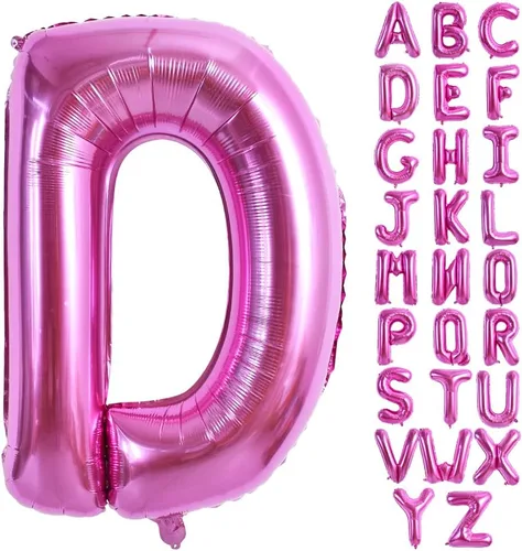 Vista 28 de TONIFUL Globos grandes de 40 pulgadas de color rojo rosa con letras B, globos gigantes de letras del alfabeto, globos grandes de Mylar