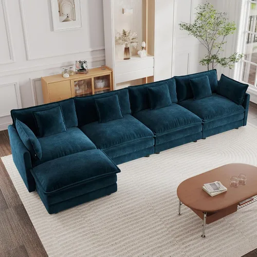 Vista 17 de mikibama - Sofá seccional modular, sofá en forma de L de 76.4 pulgadas para sala de estar, sofá cama cómodo tipo nube con otomano móvil, combinación