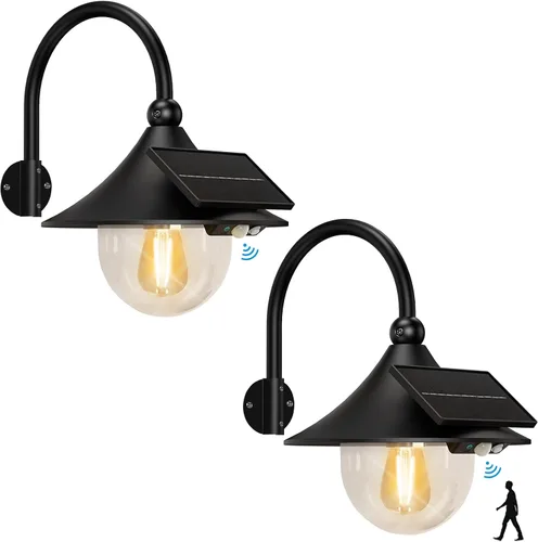 Vista 8 de Luz solar de granero para exteriores con 3 modos de iluminación y detección de movimiento, luz vintage de montaje en pared, luz de pared impermeable
