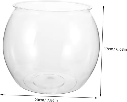 Vista 2 de Angoily Tanque de peces dorado transparente de 7.8 pulgadas, decoración de acuario de plástico transparente para pequeños peces betta, peces