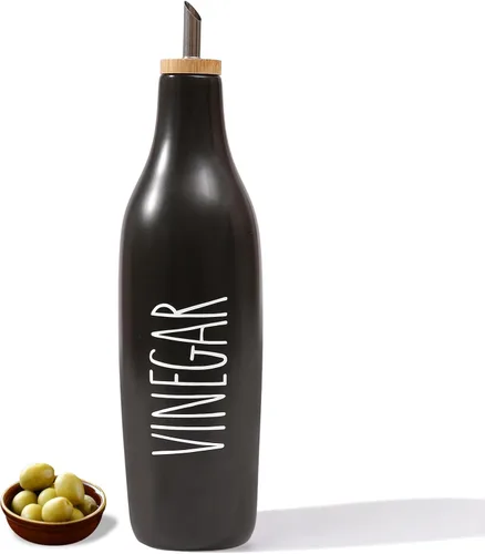 Vista 12 de HOMCDALY Dispensador de aceite de oliva de cerámica para cocina, dispensador de botellas de aceite y vinagre de gres de 16 oz, botella dispensadora