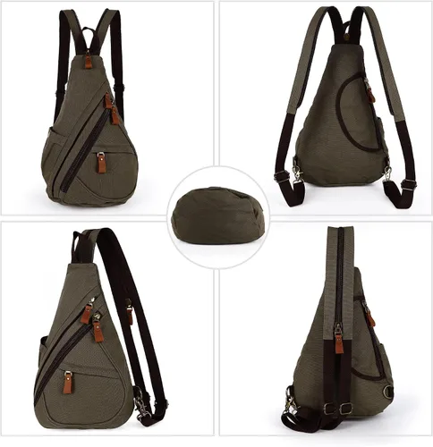 Vista 5 de HUXFAM Mochila bandolera pequeña multiusos casual mochilas al aire libre ciclismo senderismo viajes, 5army verde, Mochilas Daypack