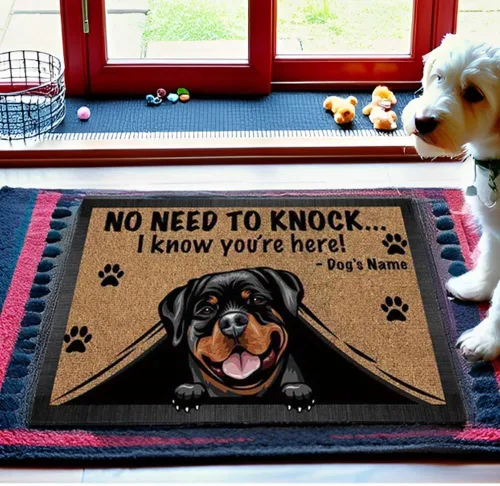 Vista 4 de Felpudo personalizado Peeking Dog Labrador No Need to Knock I Konw You're Here 23.6 x 15.7 pulgadas