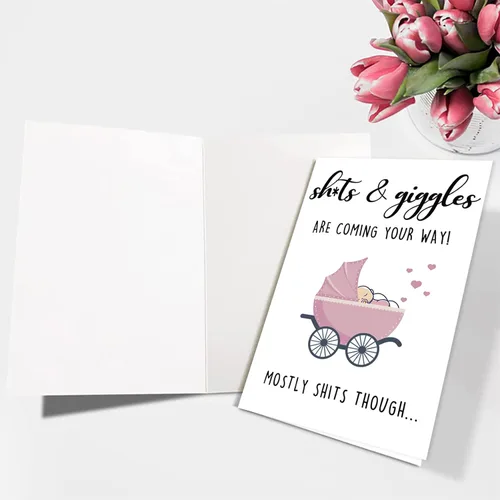 Vista 3 de Ziwenhu Bonita tarjeta de bebé para papá y mamá, bonita tarjeta de baby shower, regalo para recién nacido, tarjeta de felicitación para amigos