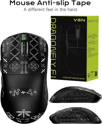 Vista 9 de VGN F1 Pro Max Lightspeed - Ratón inalámbrico para juegos con modo dual 2.4G/cable Type-C - Sensor 25K - 26,000 DPI - 55g de peso ligero - 6 botones