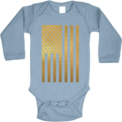 Vista 13 de Tcombo Bandera americana negra envejecida - Body de Estados Unidos Negro - Lámina dorada