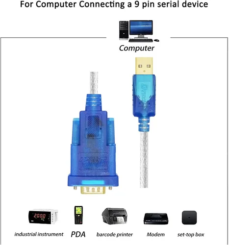 Vista 7 de DTECH Cable adaptador USB a serie con puerto macho RS232 DB9 chipset FTDI compatible con Windows 10 8 7 y Mac Linux - 4 pies
