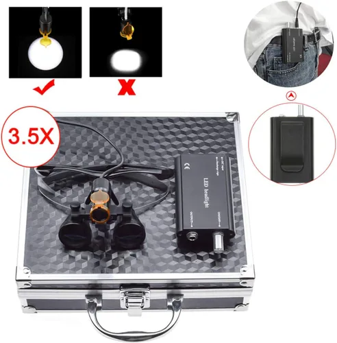 Vista 2 de Global 3.5X lupas de vidrio+5W lámpara de cabeza tipo clip en + caja de aluminio (negro)