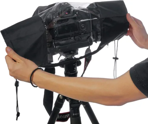 Vista 5 de Funda impermeable profesional para cámara de lluvia, suave, negra, para todas las cámaras DSLR y SLR Funda profesional para cámara, protector