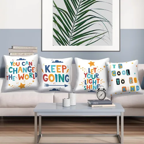 Vista 6 de Juego de 4 fundas de almohada para el aula de 18 x 18 pulgadas, fundas de almohada decorativas para niños y niñas