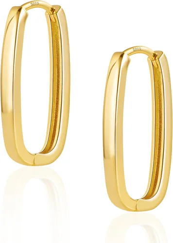Vista 7 de Sterling Silver Rectangle Hoop Earrings for Women Silver Geometric Rectangle Hypoallergenic Earrings Square Hoops Earring