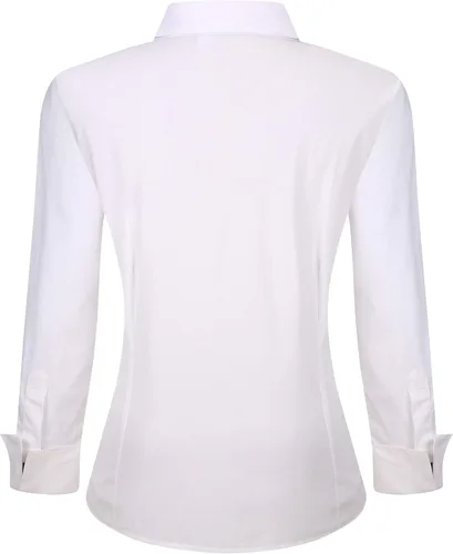 Vista 2 de Esabel.C Camisas de manga larga con botones para mujer, ajuste regular, blusa de trabajo elástica