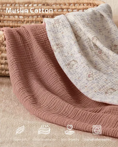 Vista 2 de Blissful Diary Funda de muselina para cambiador de pañales para bebés, algodón ultrasuave y transpirable, 2
