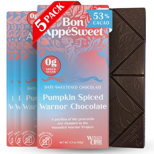 Vista 24 de Bon AppéSweet Barra de Chocolate Endulzada con Dátiles - Mejor que el Chocolate con Leche 2.2 Onzas (Pack de 3) Orgánico, Sin Azúcar Añadida