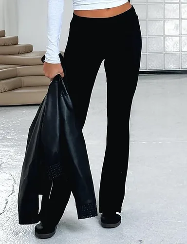 Vista 3 de Leggings acampanados para mujer, cintura baja, corte de bota, pantalones de chándal acampanados, elásticos, pantalones acampanados de yoga Y2K, ropa