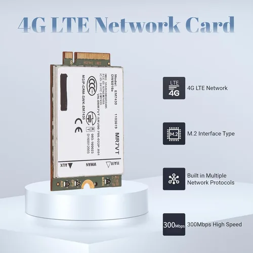 Vista 2 de Tarjeta de red 4G LTE, UMTS HSDPA HSPA+ LTE Módulo de red de computadora M.2 Interfaz, 300Mbps Plug and Play, para 7280 7285 7290 7389 7390 7480
