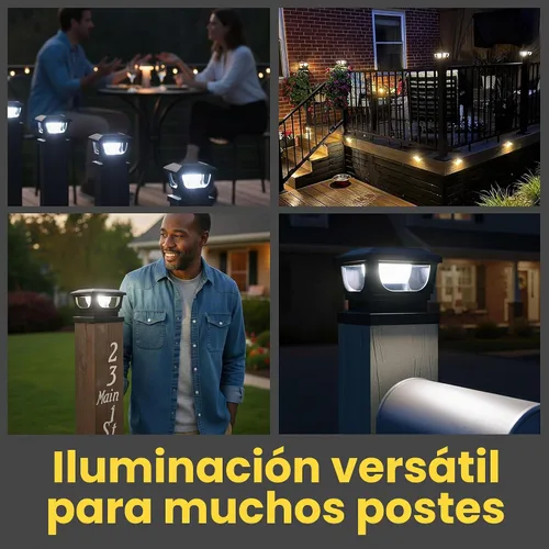 Vista 6 de Brighticonic Luces solares para tapa de poste para exteriores de 4 x 4, 3 x 3 – Luces de poste de encendido/apagado automático alimentadas por BLK