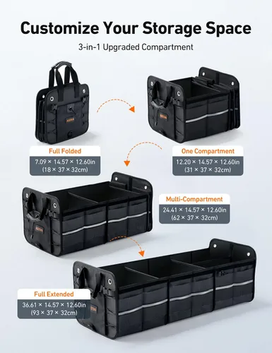 Vista 4 de AstroAI Organizador de maletero grande para coche todoterreno, camión, camioneta, caja de almacenamiento portátil plegable con bolsa enfriadora