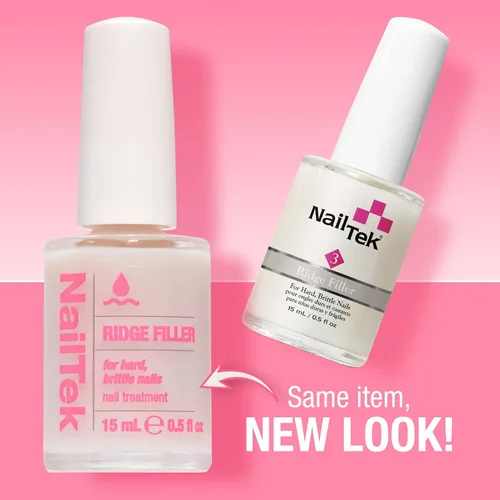 Vista 2 de Nail Tek Ridge Filler Formula 3 - Relleno transparente para uñas, capa base, esmalte fortalecedor de uñas para uñas duras y quebradizas, 0.5 onzas