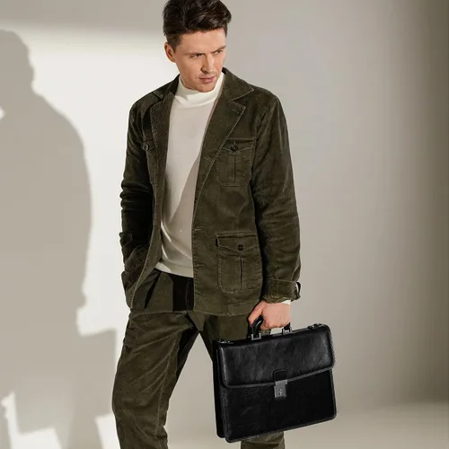 Vista 3 de Time Resistance Leather Briefcase - Italian Handmade Leather Laptop Bag - Handbag for Men - Professional Computer Case