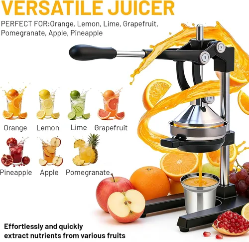 Vista 5 de Exprimidor de Hierro Fundido con Palanca Manual para Frutas Cítricas, Granadas, Pomelo, Exprimidor de Hierro Fundido Resistente, Exprimidor de Limón