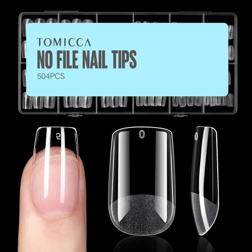 Vista 21 de TOMICCA Puntas de uñas de almendra extra cortas, 240 unidades, 15 tamaños, puntas de uñas de gel transparente preformadas, no necesita lima, uñas