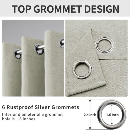 Vista 3 de Easy-Going - Cortinas opacas con aspecto de lino para oscurecer la habitación, con ojales para ventana, cortinas para dormitorio, sala de estar