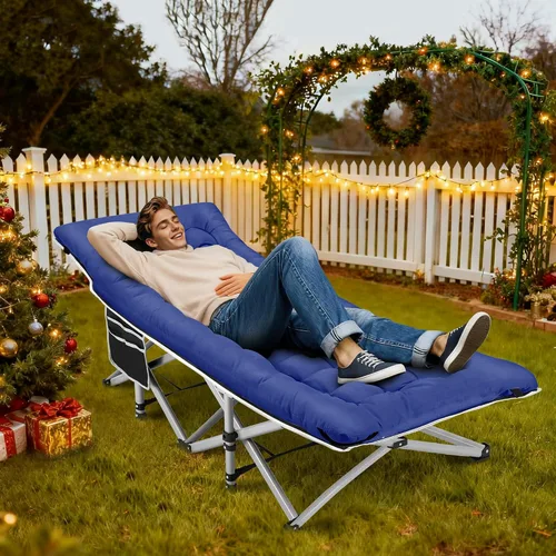 Vista 2 de Fragess - Cunas plegables de camping para adultos, cuna de 28" extra amplia con colchón removible, carga máxima de 600LBS, cunas para dormir