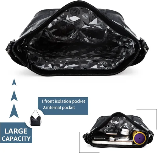 Vista 7 de Bolsos de mano para mujer, de cuero grande, bolso de mano de moda, cartera de hombro