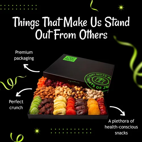 Vista 7 de Oh! Nuts Canasta de regalo de frutas secas y nueces - XL 18 variedades de frutas y nueces gourmet surtidas - Caja de regalo para las fiestas - Caja