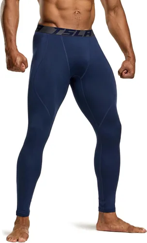 Vista 23 de TSLA - Pantalones de compresión térmica para hombres, calzas deportivas para correr, ropa base de invierno