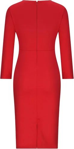 Vista 4 de Vestidos de negocios para mujer, con bloques de color, ajustado, vestido de tubo de manga larga, cuello redondo, ajustado, vestido de oficina