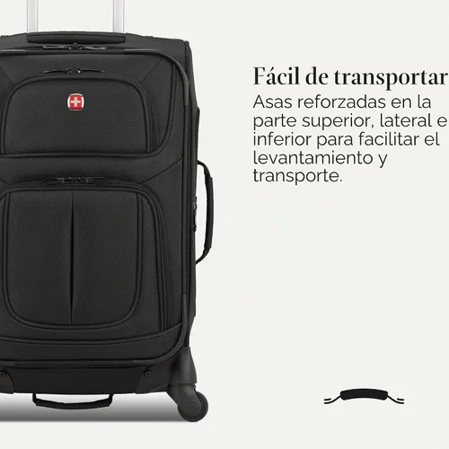 Vista 6 de SwissGear Sion Softside - Maleta giratoria expandible duradera y ligera, color negro, juego de 2 piezas (equipaje de mano / grande)