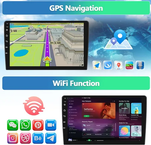 Vista 4 de AMprime Estéreo Android de doble DIN para automóvil con Apple Carplay de 10.1 pulgadas, pantalla táctil, radio de coche, compatible con Bluetooth