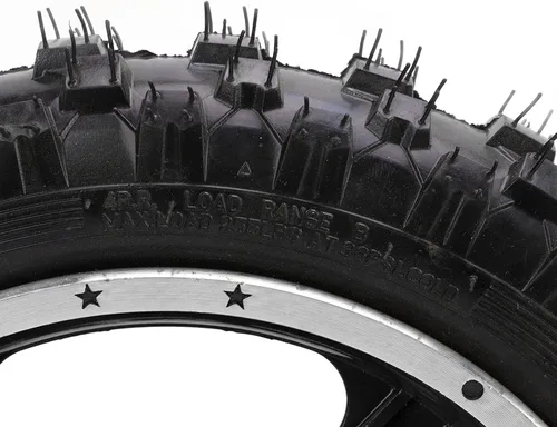 Vista 8 de Rueda de freno de disco para neumáticos traseros, rueda trasera de metal de goma 2.5‑10 con rueda dentada de disco y conjunto de neumáticos