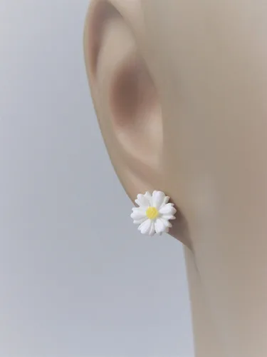 Vista 3 de Aretes de margaritas para mamá e hija, joyería de flores a juego para madre e hija